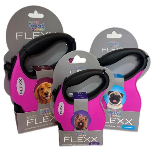 GUIA RETRATIL FLEXX ROSA 4M THE PETS BRASIL